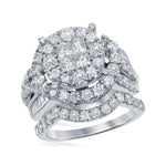 14kt White Gold Womens Princess Round Diamond Soleil Bridal Wedding Engagement Ring Band Set 3.00 Cttw