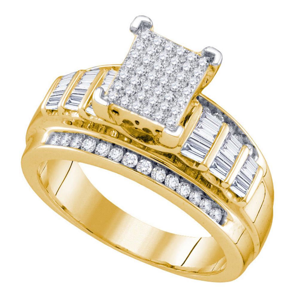 Yellow-tone Sterling Silver Womens Round Diamond Cluster Bridal Wedding Engagement Ring 5/8 Cttw