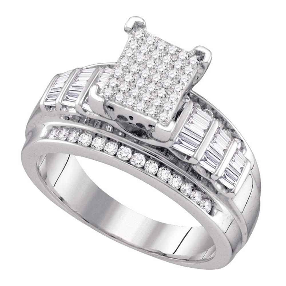 Sterling Silver Womens Round Diamond Cluster Bridal Wedding Engagement Ring 5/8 Cttw