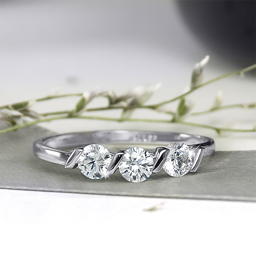 0.3 Carat CT Bridal Engagement Promise RING Band White Gold Plated SIZE 5-9