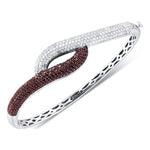14k White Gold Womens Cognac-brown Color Enhanced Diamond Luxury Bangle Bracelet 2-1/2 Cttw