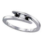 Sterling Silver Womens Round Black Color Enhanced Diamond 3-stone Bridal Wedding Engagement Ring 1/4 Cttw