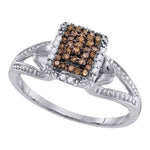 10kt White Gold Womens Round Cognac-brown Color Enhanced Diamond Cluster Ring 1/6 Cttw