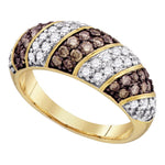 10kt Yellow Gold Womens Round Cognac-brown Color Enhanced Diamond Band Ring 1.00 Cttw