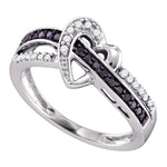 10kt White Gold Womens Round Black Color Enhanced Diamond Heart Love Ring 1/4 Cttw