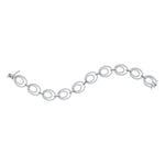 14kt White Gold Womens Round Diamond Tennis Link Oval Bracelet 4-1/20 Cttw