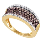 10kt Rose Gold Womens Round Cognac-brown Color Enhanced Diamond Band Ring 3/4 Cttw
