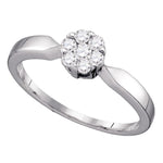 10k White Gold Flower Cluster Diamond Womens Bridal Wedding Engagement Ring 1/4 Cttw