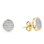 10kt Yellow Gold Womens Round Diamond Circle Cluster Earrings 1/8 Cttw