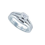 14k White Gold Womens Princess Diamond Bridal Wedding Engagement Ring Band Set 1/2 Cttw