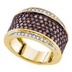 10kt Yellow Gold Womens Round Cognac-brown Color Enhanced Diamond Cocktail Ring 1-1/2 Cttw