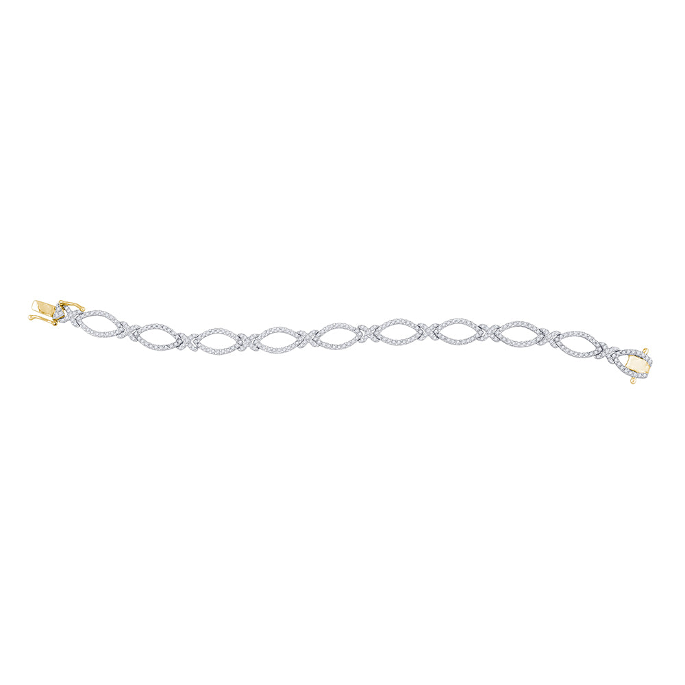 14kt Yellow Gold Womens Round Diamond Tennis Link Bracelet 2-1/3 Cttw