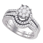 10kt White Gold Womens Round Diamond Elevated Cluster Bridal Wedding Engagement Ring Band Set 3/4 Cttw