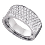 10k White Gold Round Pave-set Diamond Womens Band Ring 1.00 Cttw