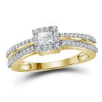 14kt Yellow Gold Womens Princess Diamond Princess Bridal Wedding Engagement Ring 1/2 Cttw