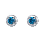 10k White Gold Womens Blue Color Enhanced Round Diamond Solitaire Screwback Stud Earrings 1/2 Cttw