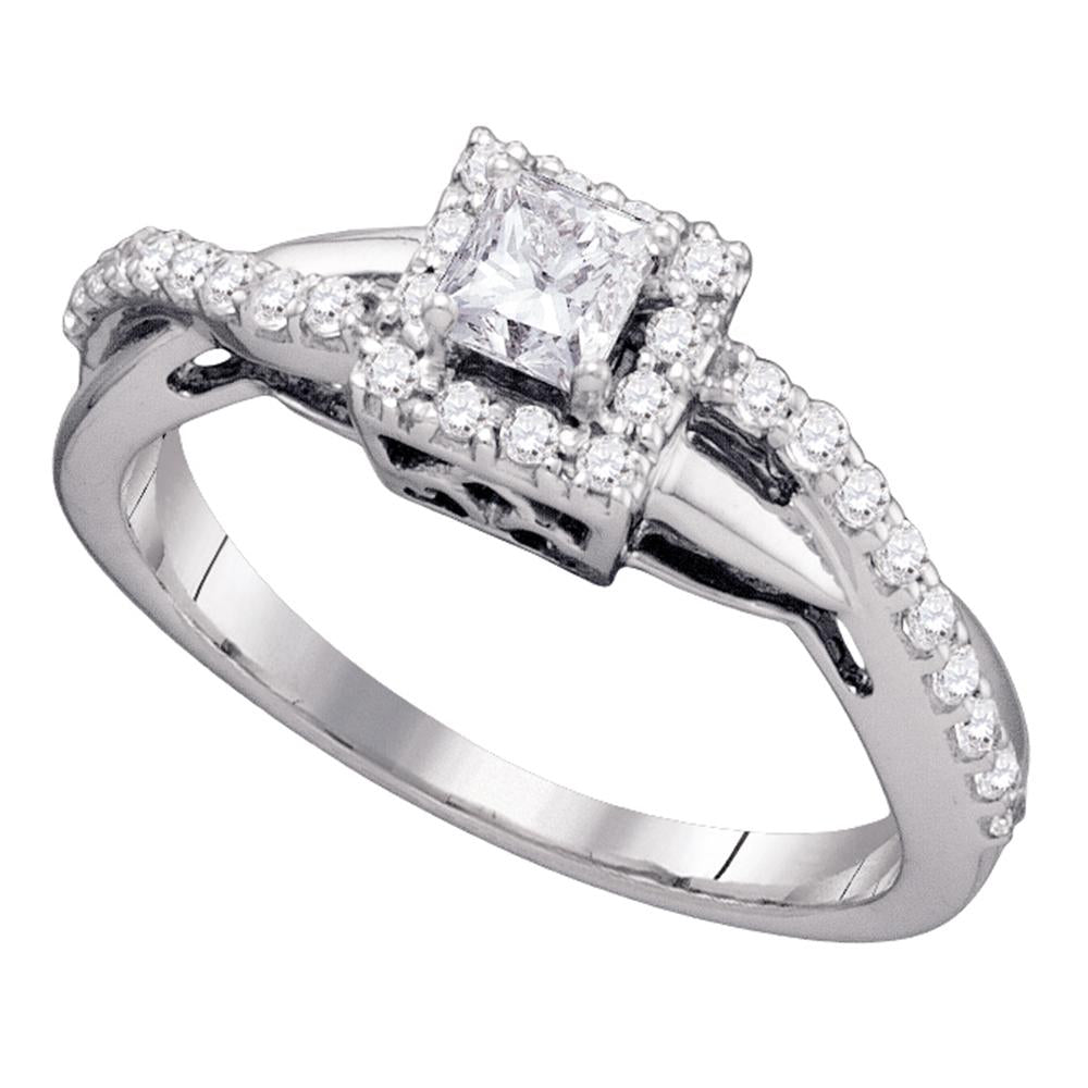 14kt White Gold Womens Princess Diamond Princess Bridal Wedding Engagement Ring 1/2 Cttw