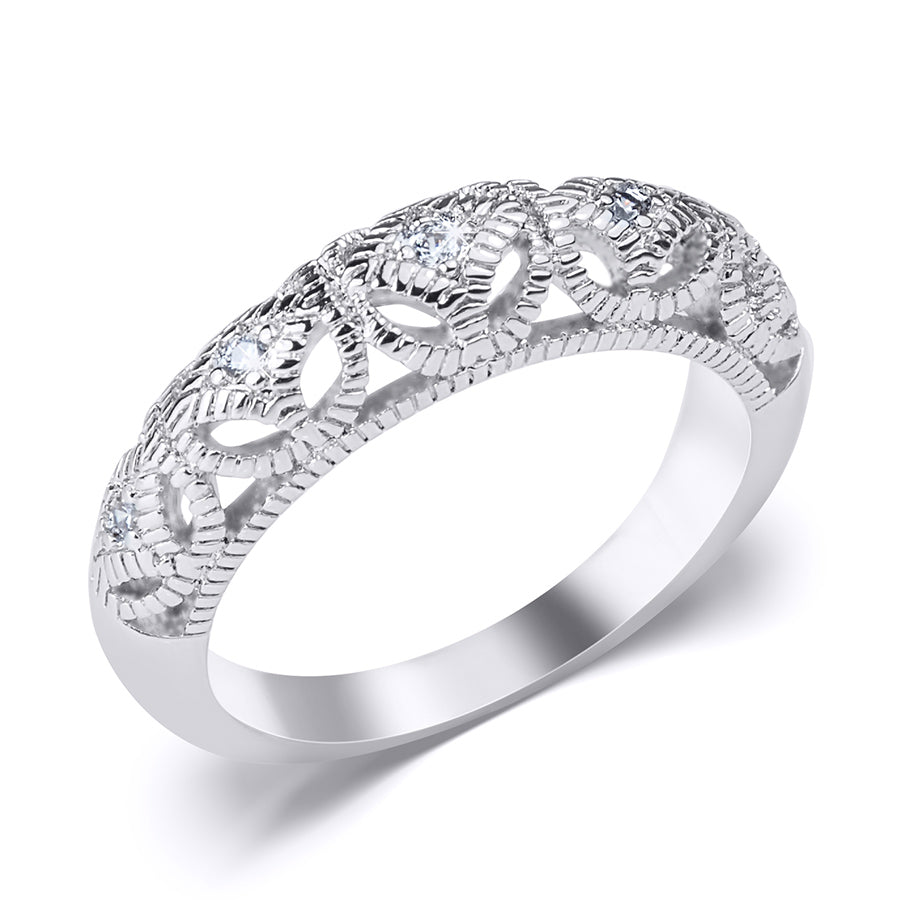 0.17 CT Vintage Inspired Fashion Wedding BAND RING White Gold Plated