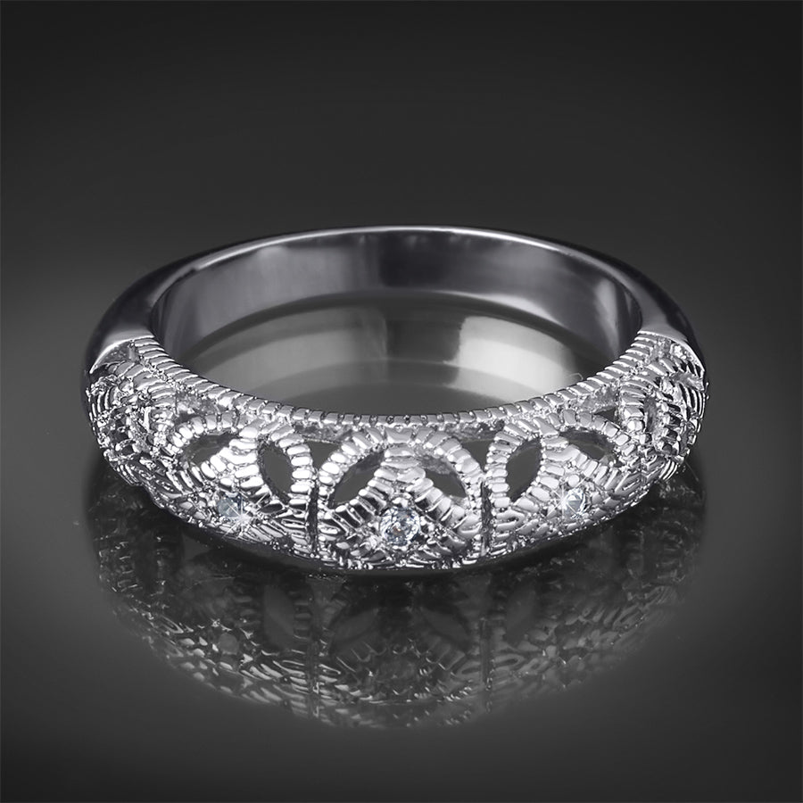0.17 CT Vintage Inspired Fashion Wedding BAND RING White Gold Plated