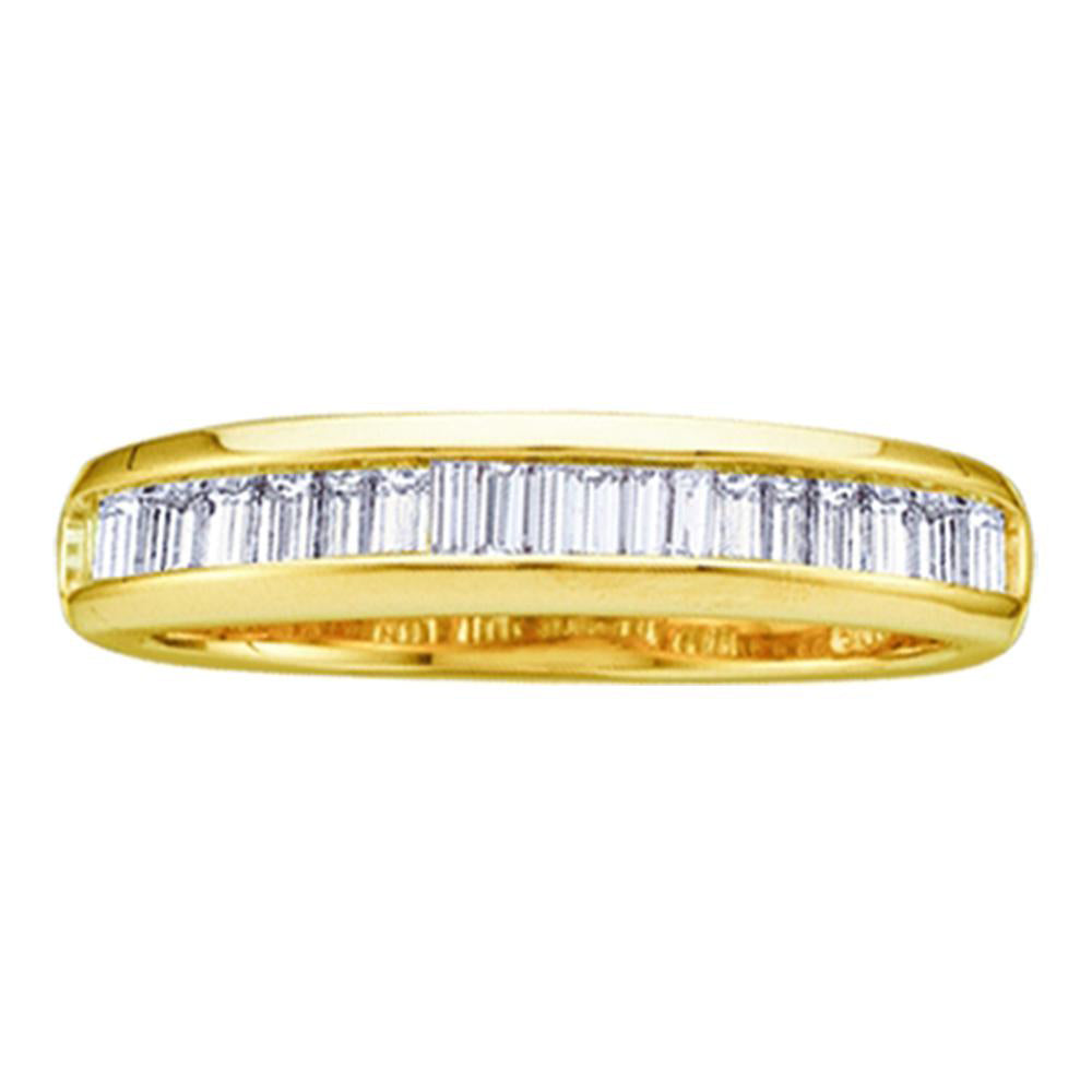 10kt Yellow Gold Womens Baguette Diamond Wedding Anniversary Band 1/6 Cttw