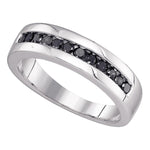 10kt White Gold Mens Round Black Color Enhanced Diamond Wedding Band Ring 1/2 Cttw