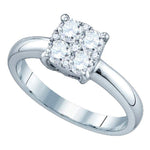 18kt White Gold Womens Round Diamond Cluster Bridal Wedding Engagement Ring 1/6 Cttw