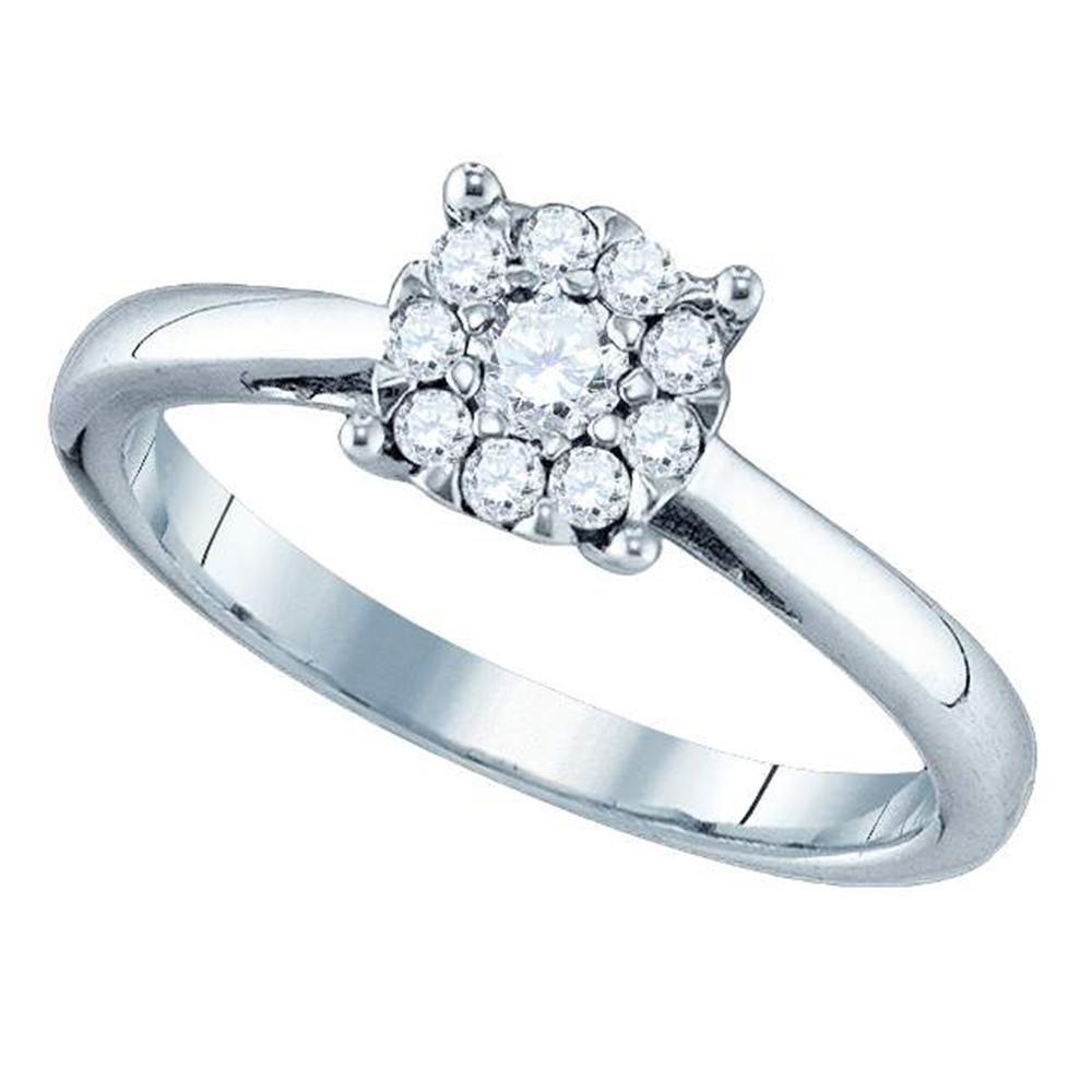 18kt White Gold Womens Round Diamond Cluster Bridal Wedding Engagement Ring 1/6 Cttw
