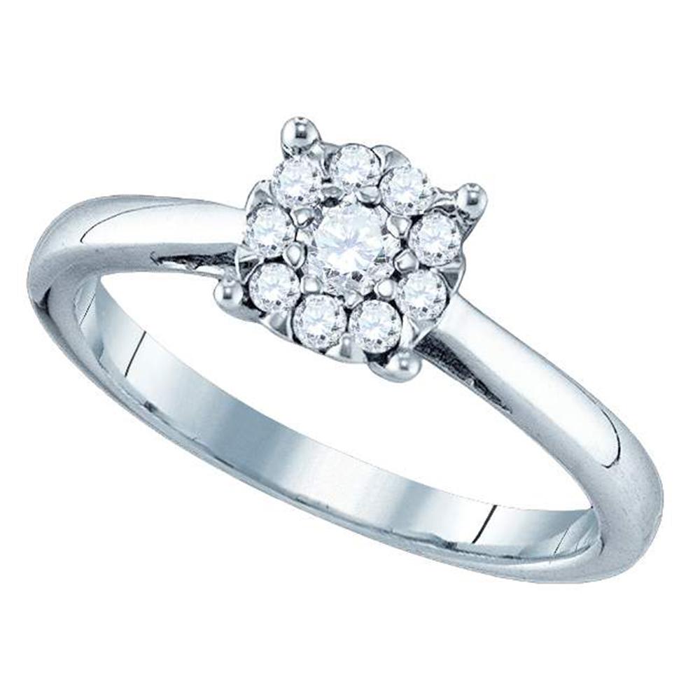 18kt White Gold Womens Round Diamond Cluster Bridal Wedding Engagement Ring 1/3 Cttw