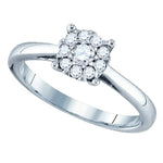 18kt White Gold Womens Round Diamond Cluster Bridal Wedding Engagement Ring 1/2 Cttw