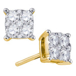 18kt Yellow Gold Womens Round Diamond Cluster Screwback Earrings 5/8 Cttw