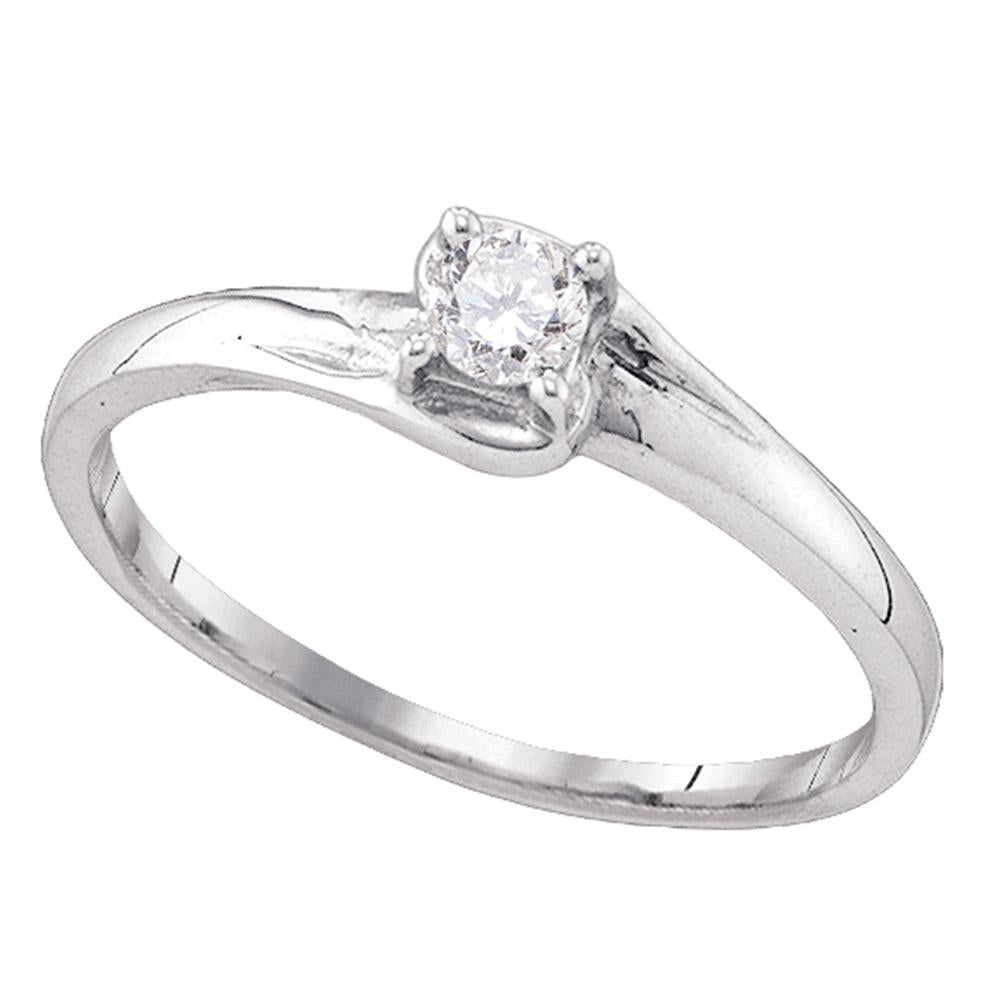 10kt White Gold Womens Round Diamond Solitaire Promise Bridal Ring 1/10 Cttw