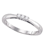 10kt White Gold Womens Round Diamond 3-stone Bridal Wedding Engagement Ring 1/12 Cttw