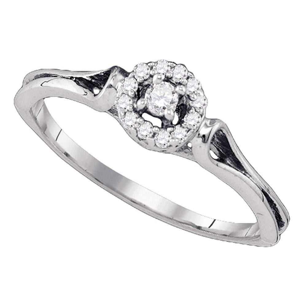 10kt White Gold Womens Round Diamond Solitaire Bridal Wedding Engagement Ring 1/10 Cttw