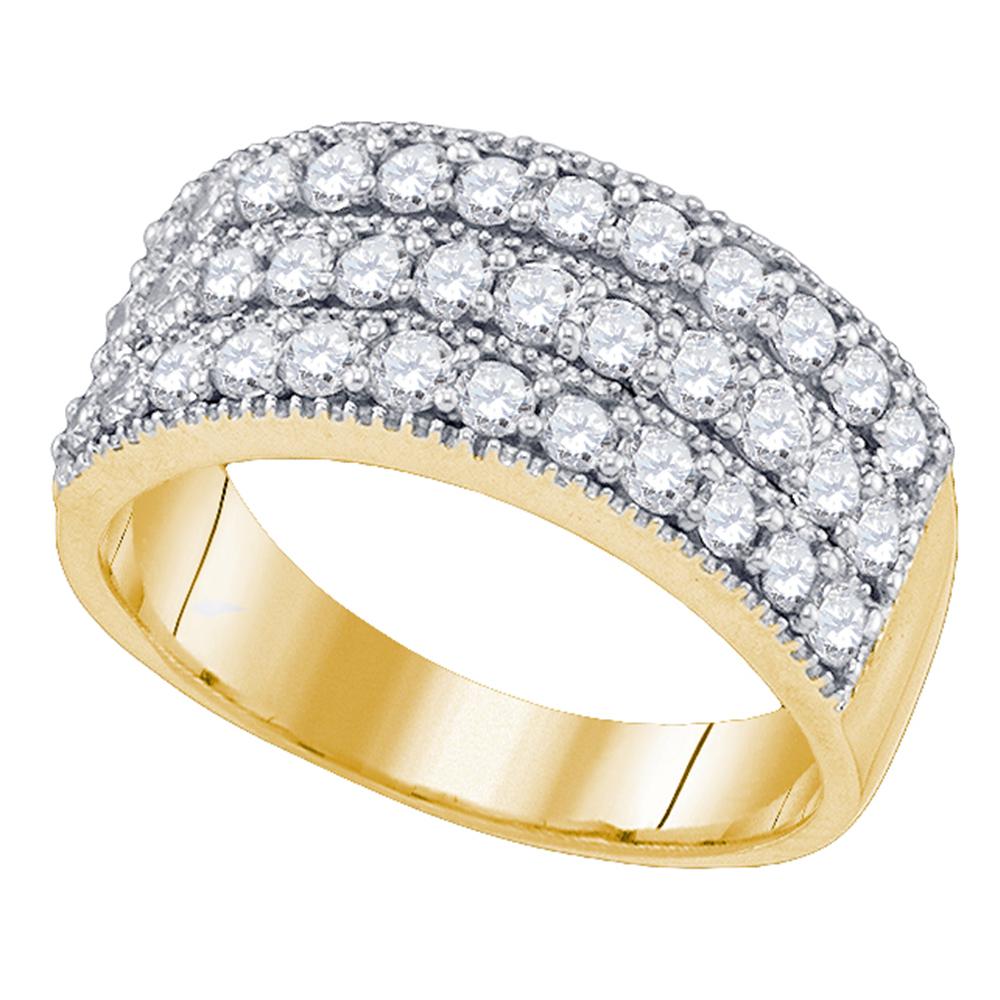 10kt Yellow Gold Womens Round Triple Row Diamond Band Ring 7/8 Cttw