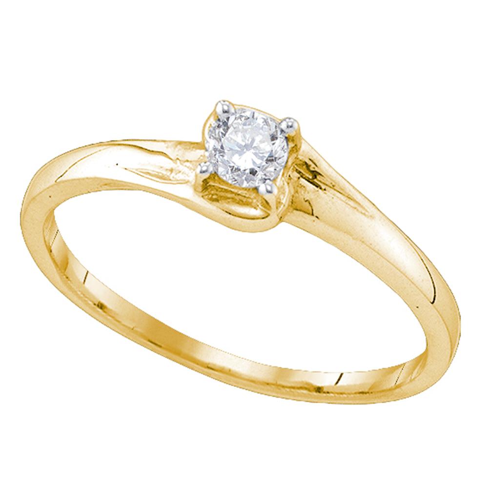 10kt Yellow Gold Womens Round Diamond Solitaire Promise Bridal Ring 1/10 Cttw