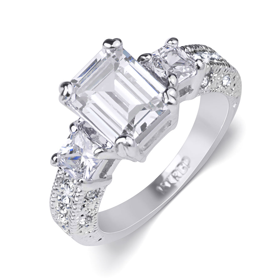 Women's 1.75 Carat EMERALD CUT Engagement RING White Gold Plated Size 5-9