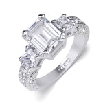 Women's 1.75 Carat EMERALD CUT Engagement RING White Gold Plated Size 5-9