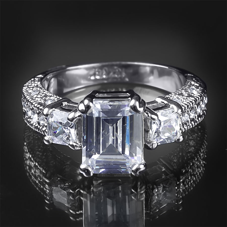 Women's 1.75 Carat EMERALD CUT Engagement RING White Gold Plated Size 5-9