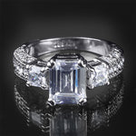 Women's 1.75 Carat EMERALD CUT Engagement RING White Gold Plated Size 5-9