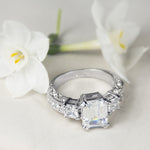 Women's 1.75 Carat EMERALD CUT Engagement RING White Gold Plated Size 5-9