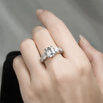 Women's 1.75 Carat EMERALD CUT Engagement RING White Gold Plated Size 5-9