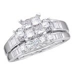 10kt White Gold Womens Princess Diamond Bridal Wedding Engagement Ring Band Set 1/2 Cttw - Size 8