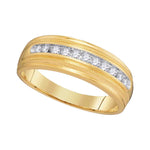10kt Yellow Gold Mens Round Diamond Single Row Milgrain Wedding Band Ring 1/4 Cttw