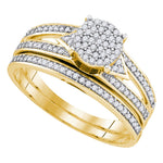 10kt Yellow Gold Womens Round Diamond Cluster Bridal Wedding Engagement Ring Band Set 1/3 Cttw