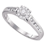 14kt White Gold Womens Round Diamond Round Bridal Wedding Engagement Ring 3/8 Cttw