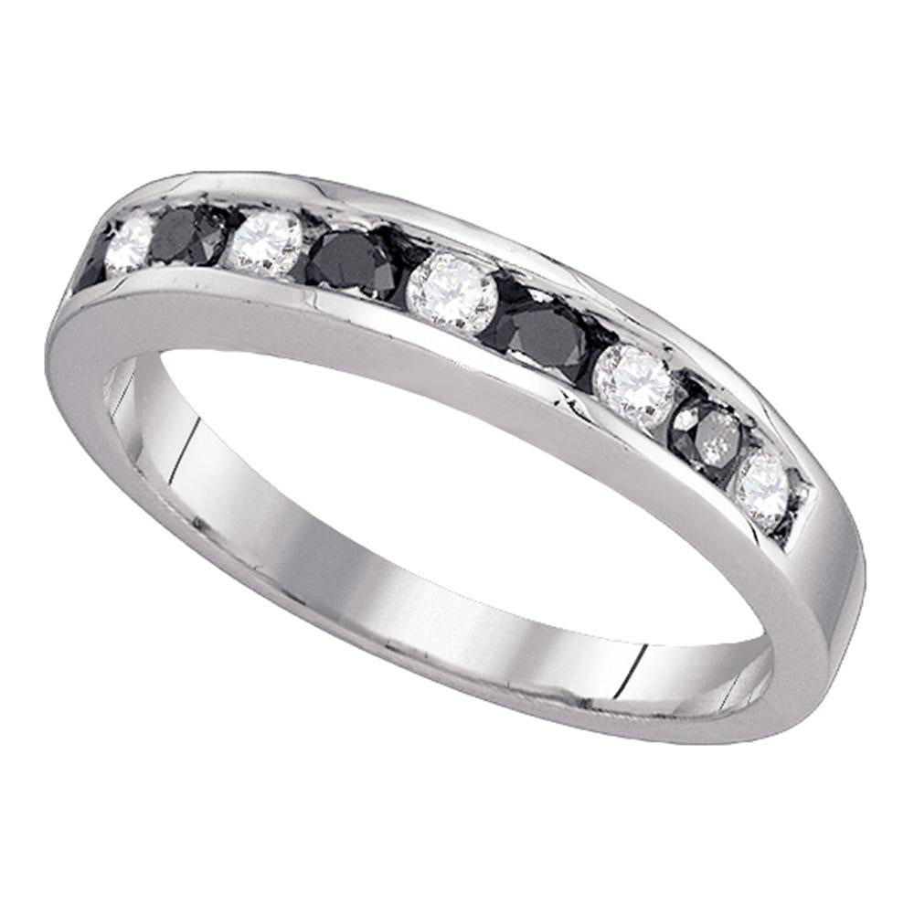 10kt White Gold Womens Round Blue Color Enhanced Diamond Band Ring 1/2 Cttw