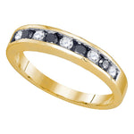 10kt Yellow Gold Womens Round Blue Color Enhanced Diamond Band Ring 1/2 Cttw