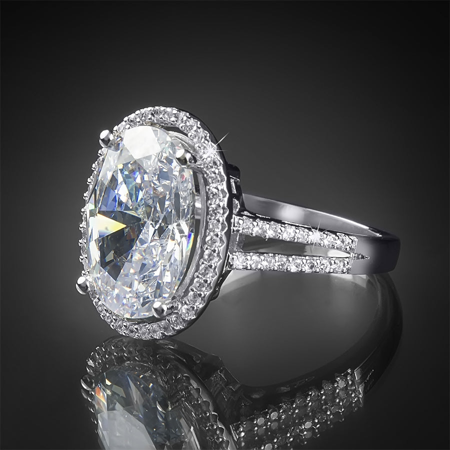 6.0 CT Carat Brilliant OVAL CUT Engagement RING White Gold Plated Size 5-9
