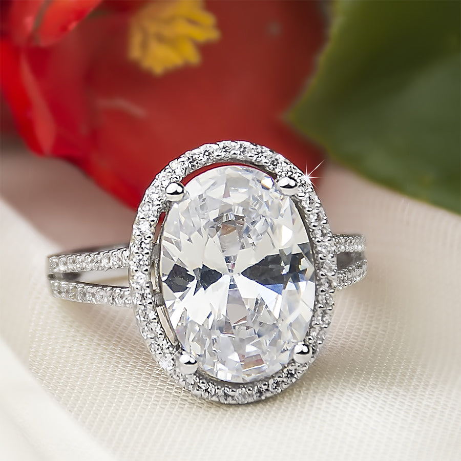 6.0 CT Carat Brilliant OVAL CUT Engagement RING White Gold Plated Size 5-9
