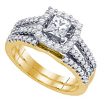 14k Yellow Gold Womens Princess Diamond Bridal Wedding Engagement Ring Band Set 1 Cttw